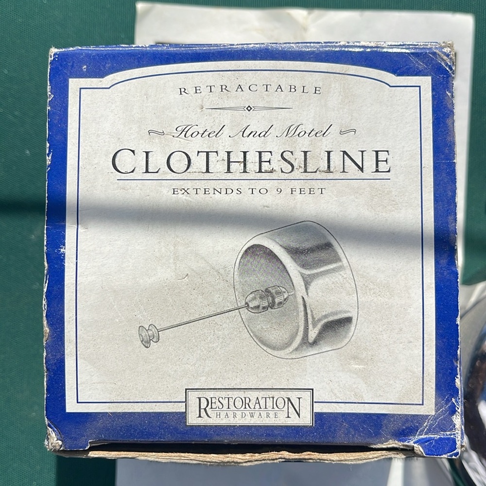 RESTORATION HARDWARE Retractable Clothesline (Never Used/Like New) Box Included.